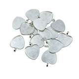 30 PCS 25mm Silver Heart Pendant Trays with Glass Setting,Pendant Blank Base,Silver Pendant