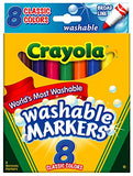 Crayola Broad Point Washable Markers, 8 Markers, Classic Colors Pack of 6