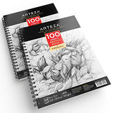 ARTEZA 9X12" Sketch Book, Pack of 2, 200 Sheets (68 lb/100gsm), Spiral Bound Artist Sketch Pad, 100