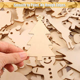 Fuyit 125Pcs Unfinished Wooden Christmas Ornaments, 10 Shape Predrilled Wood Slices Cutouts for Holiday Hanging Embellishments, Painting, DIY Crafts