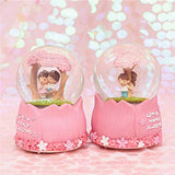 Qjoy Sakura Couple Crystal Ball with Rotating Light Music Box