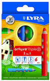 Lyra Groove Triple 3 in 1 Color Pencil Set, Pack of 6 (Japan Import)