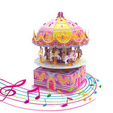 3D Puzzles 8.26" DIY 8-Horse Carousel Music Box for Girls, Puzzles for Kids, STEM Musical Toys, for