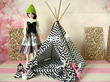 Miniature Dollhouse Teepee Tent, 15 inch Heigh Zigzag Doll Picnic Playtent.