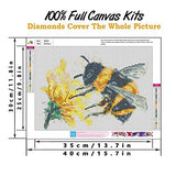 Diamond Painting Kits for Adults, 5D Diamond Painting Art Bees and Flowers DIY Round Full Diamond Mosaic Set Crafts, Home Decoration Artwork——Bee Picking Nectar 11.8x15.7 inches