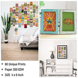 Retro Vintage Hippie Trippy Wall Collage Kit Aesthetic Pictures, Trippy Hippie Room Decor, Photo Wall, Aesthetic Posters, Trippy Wall Art Print, Trendy Small Posters for Dorm, Collage Kit (60 PCS)