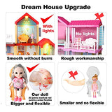 DIY Dollhouse Kit, 21.7" x 20.3" Dream House, Miniature Dollhouse with Furniture, Tiny House Kit Plus Dolls Accessories, LED Lights, Creative, Imagine, DIY Doll Cottage for Girls and Toddlers Gift