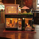 Rylai 3D Puzzles Miniature DIY Dollhouse Kit Romantic Cafe Series Dolls Houses Accessories with Furniture Music Box Light Best Birthday Gift for Women and Girls
