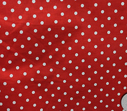 Polycotton Fabric Printed SMALL DOTS WHITE RED BACKGROUND / 60" Wide / Sold by the Yard