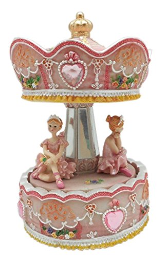 Lightahead Musical Ballerina in Carousel Christmas Music Box Figurine in polyresin