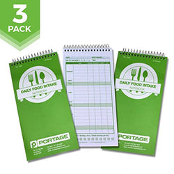 Daily Food Intake Journal Notebook - 4" x 8" Meal Tracker/Food Diary to Log Calories, Carbs, Fat Perfect for KETO - 140 Pages (3 Pack)