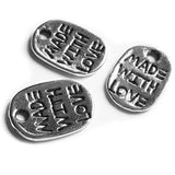 Heather's cf 216 Pieces Silver Tone Made with Love Elliptical rectangle Beads DIY Charms Pendants