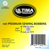 Ultima Premium Sewing Machine Bobbins - Style SA-156 Bobbins for Brother, Singer, Babylock, Janome,