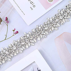 XINFANGXIU 1 Yard Bridal Wedding Dress Sash Belt Applique with Crystals Rhinestones for Women