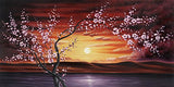 Wieco Art Plum Tree Blossom Flowers Extra Large Gallery Wrapped Giclee Canvas Prints Floral Landscape Pictures Paintings on Canvas Wall Art Ready to Hang for Living Room Home Decor 24x48 inch XL