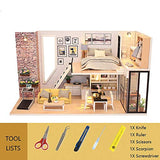 ZUINIUBI Doll House Kit DIY Miniature Loft Handmade House Furnished with Accessories Dust-Proof Cover and Assemble Tool Birthday Gift for Kids Adults Fitness Loft