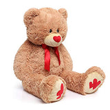 MaoGoLan Giant Teddy Bear Large Stuffed Animals Plush Big Bear with Love Heart for Girlfriend Children Christmas Valentines Day 35 Inch, Light Brown