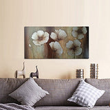 Wieco Art The Memory Large Abstract Floral Oil Paintings on Canvas Wall Art for Living Room Bedroom Home Decorations Modern 100% Hand Painted Gallery Wrapped Contemporary Brown Flowers Artwork