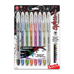 Pentel Sparkle Pop Metallic Gel Pen, 1.0mm Bold Line, Assorted Colors, Pack of 8 (K91BP8M)