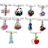 Housweety 10 PCs Mixed Clip On Enamel Charms. Fits Link Chain Bracelet