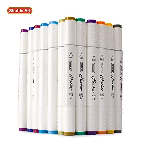 Shuttle Art 50 Colors Dual Tip Art Markers,Permanent Marker Pens Highlighters