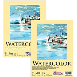 U.S. Art Supply 9" x 12" Premium Extra Heavy-Weight Watercolor Painting Paper Pad, 90 Pound