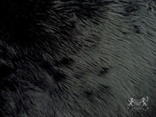 Faux / Fake Long Pile Fur Shaggy BLACK Fabric / 1 YARD