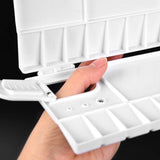 Mifuner Portable White Watercolor Paint Palette Case Folding Palette Box 20 Wells for Watercolor, Gouache, Acrylic and Oil Paint with 5 Mixing Areas
