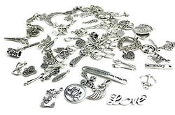 Yansanido 100 Gram Assorted DIY Antique Charms Pendant Mixed Charms Pendants (Silver)