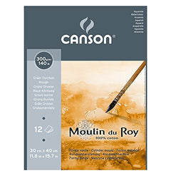 Canson : Moulin du Roy : Watercolour Paper Pad : 12x16in : 300gsm : 12 Sheets : Rough