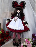 6 PCS Lolita Dress / Outfit Dress Suit 1/4 MSD BJD Dollfie / 100% Custom-made Doll Dress / Wine Red