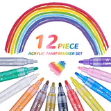 Acrylic Paint Marker Pens, Waterproof Paint Pens for Rocks Painting, Ceramic, Glass, Wood, Fabric, Canvas, Mugs, DIY Craft Making Supplies, Scrapbooking Craft, Card Making (12colors)