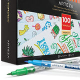 ARTEZA Dual Brush Pens TwiMarkers, Set of 100 Colors, Fine & Brush Tip Sketch Markers for Coloring, Calligraphy, Doodling, Drawing, Journaling, Sketching, Hand Lettering & Painting