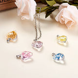 Beadthoven 5pcs Heart Glass Pendants with Dried Flower Heart Charms for Making Bead Necklace