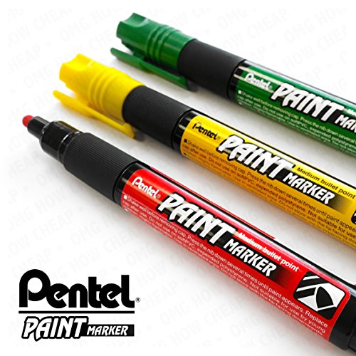 Pentel Cellulose Paint Marker - Medium Bullet Tip - MMP20 - 3 Pen Set - Red, Yellow, and Green