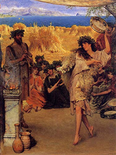 Sir Lawrence Alma-Tadema A Harvest Festival ~ A Dancing Bacchante at Harvest Time 1880-30" x 22" Fine Art Giclee Canvas Print (Unframed) Reproduction