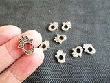 12 Antique Silver Plated Hamsa Bead Frame, 16mm x 13mm Hand of God Supplies (NS144)