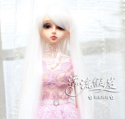 (22~24cm) 1/3 BJD Doll SD Fur Wig Dollfie / White / Long Hair / 023