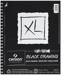 Canson XL Series Black Drawing Paper for Pencil, Acrylic Marker, Opaque Inks, Gouache and