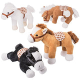 Prextex Jumbo 10'' Tall Plush Horses Stuffed Animal Horses 4 Pack