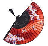 Amajiji 8.27" Women Folding Fan Hand Fan,Chinease/Japanese Vintage Retro Style (Red)