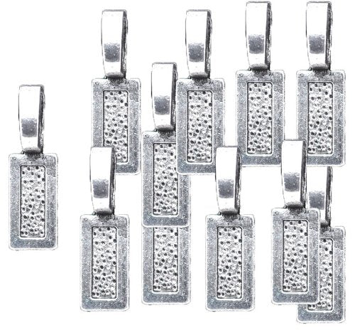 Rockin Beads Brand, 48 Glue on Bails 26x8mm Pendant Hanger Antiqued Silver Silver Plated