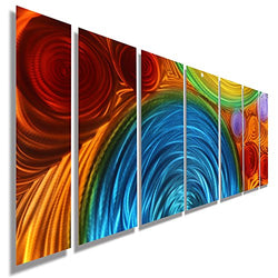 Statements2000 Abstract Rainbow Large Metal Wall Art 3D Painting Hanging Sculpture Panels by Jon Allen, Red/Blue/Orange, 96" x 36" - Simple Elation XL