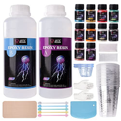 LET'S RESIN Epoxy Resin Starter Kit for Beginners, 44OZ Resin Art Kit for Craft,Fast Cure Resin for Coating,Jewelry,Tumbler,Paintings, Crystal Clear Casting Resin with Cups, Pigment Powder