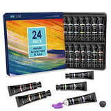 Metallic Acrylic Paint Set 24 Vibrant Colors Metallic Paints in Tubes No Fading Rich Pigment Acrylic Paint for Artists Adults Kids Canvas Wood Painting, 22ml/0.74Oz