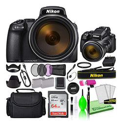 Nikon COOLPIX P1000 16MP 125x Optical Zoom Digital Camera (26522) Deluxe Bundle Kit -Includes- Sandisk 64GB SD Card + Large Camera Bag + Filter Kit + Spare Battery + Cleaning Kit + More