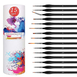 Detail Paint Brushes Set,15Pcs Miniature Paint Brush,Professional Fine Art Paint Brushes Kits,with Triangular Handle,Holder and Travel Bag,Suitable for Acrylic,Oil,Watercolor,Face,Nail,Model Painting
