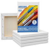 FIXSMITH Stretched White Blank Canvas- 5x7 Inch,6 Pack,Primed,100% Cotton,5/8 Inch Profile of Economy Value Pack for Acrylics,Oils & Other Painting Media.