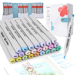 Arrtx Alcohol Markers 24 Fresh Colors Brush Marker and Chisel Marker for Artists Coloring, Dual Tip Alcohol-based Ink, Permanent Art Marker Pen for Artist Adult Kids Drawing Calligraphy Illustration