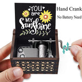 U R My Sunshine Music Box Hand Crank Vintage Engraved Cute Wooden Black Musical Box Gift for Women Girl Birthday/Christmas/Valentines Day/Thanksgiving/Mother's Day